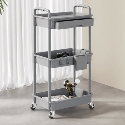 BEAFUP 3 Tier Rolling Storage Cart,Utility Cart With Drawers,Utility Cart Rolling Storage Organizer Tool For Kitchen,Bathroom,Living Room