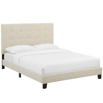 Modway Melanie Queen Tufted Button Upholstered Fabric Platform Bed - Beige