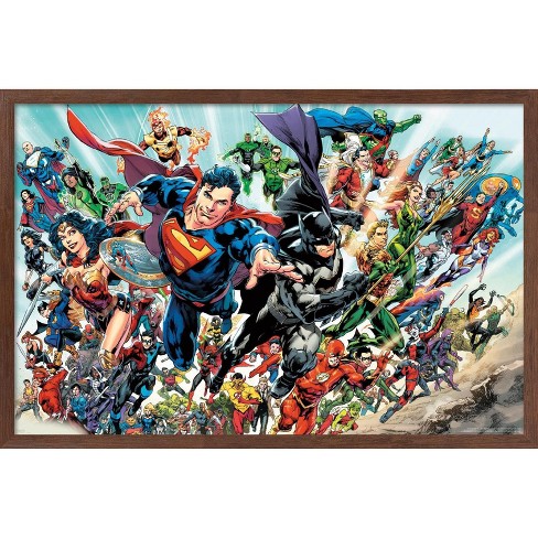 Trends International Dc Comics - Justice League Rebirth - Group Framed Wall  Poster Prints Mahogany Framed Version 