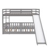 Whisen Twin Over Twin Bunk Bed & Bed Frame with Slide and Ladder, Full-length Guardrail, Solid Wood Frame - 3 of 4