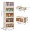 SKRAN Side Wide Folding Storage Cabinet,Multi-layer Closet organizers,Plastic Storage Bins with Magnetic Door and Wheels,Cream White B - 3 of 4