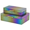 HomeRoots Set of Two Rainbow And Gold Faux Shagreen Nesting Storage Boxes With Lids - 4 of 4