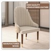 LeisureMod Dining Chair Upholstered in Leather Ripple Back Design with Rubberwood Frame and Legs with Gold Accents Elara Collection - 4 of 4