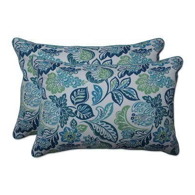 2pc Outdoor/Indoor Oversized Rectangular Throw Pillow Set Dailey Opal Blue - Pillow Perfect