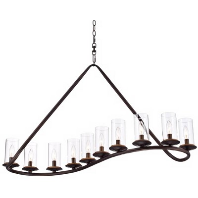 Heritage Bronze 10-Light Linear Island Chandelier with Clear Glass