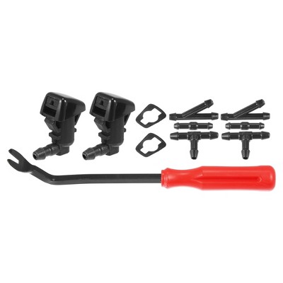 Unique Bargains Front Windshield Wiper Washer Nozzle Spray Jet Kit 7T4Z17603A for Ford Edge for Lincoln MKX 2007-2010 Black 11 Pcs