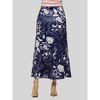 24seven Comfort Apparel Womens Navy Floral Print Elastic Waist A Line Maxi Skirt - 3 of 4