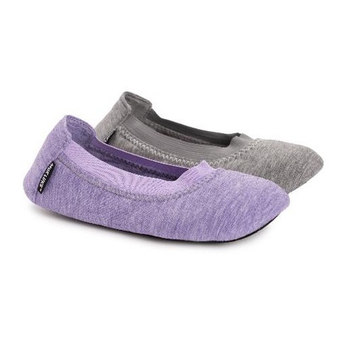 Muk Luks Womens 2 Pair Travel Ballerina Slipper Set, Grey, Small : Target