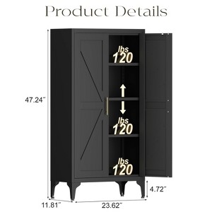 Gulches Black Metal Storage Cabinet - 2 Doors with Adjustable Shelves, Steel Pantry Locker with Magnetic Shut & Anti-Tipping Design for Kitchen - 1 of 3