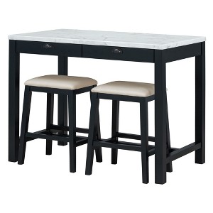 NicBex 5-Piece Bar Table Set for 4 Modern Faux Marble Table Set with Drawers and 4 Upholstered Bar Stools for Dining Room - 1 of 4