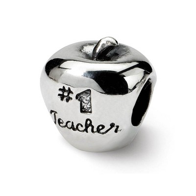 Black Bow Jewelry Sterling Silver #1 Teacher Apple Bead Charm