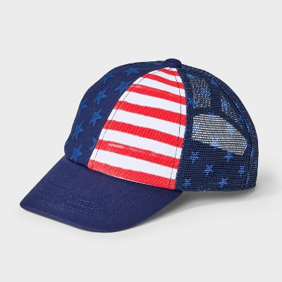 Image of Baby Boys' Flag Trucker Hat - Cat & Jack™ Navy Blue 12-24M