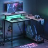 Pinmoco 42" Reversible L-Shaped Gaming Desk, LED Carbon Fiber Desk with Monitor Stand & Headset Hooks - 3 of 4