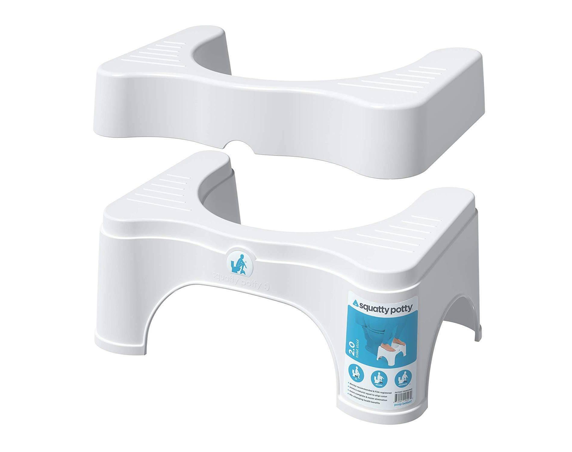 7"-9" Adjustable 2.0 Toilet Stool White - Squatty Potty: Ergonomic Bathroom Step Stool, 350 lb Capacity, No Assembly Required
