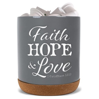 Elanze Designs Faith Hope Love Grey X-Large Cork Bottom, Kitchen Counter, Ceramic Stoneware, Coffee, Tea and Hot Chocolate, Machine Brewing, K Capsule