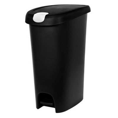 13 Gallon Plastic Black Foot Pedal Trash Can