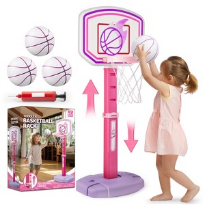 Joyfy Adjustable Toddler Basketball Hoop With Air Pump & 4 Mini Basketballs For Kids Indoor Outdoor Play Birthday Christmas Gift For Boys Girls Age 1+ - 1 of 4