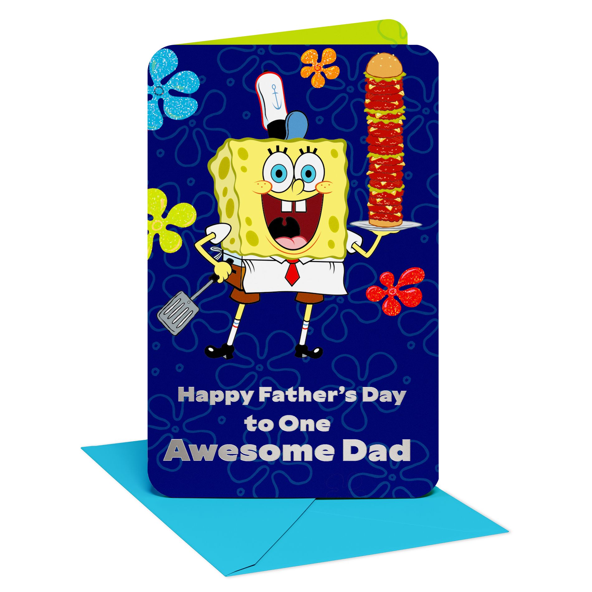 SpongeBob Father's Day Card for Dad, Grilled to Perfection, Includes Envelope