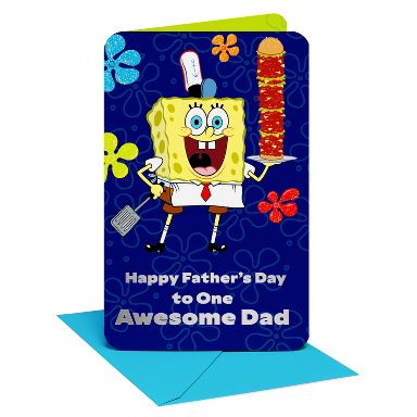 SpongeBob Father's Day Card for Dad, Grilled to Perfection, Includes Envelope