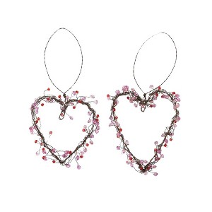 Transpac Wire Hanging Hearts w/Red Beads Set of Home Decorations Set of 2 Valentines - 1 of 1