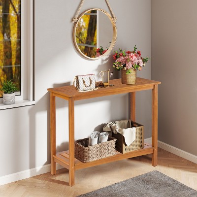 NicBex Narrow Console Table with 1 Open Storage Shelf,Stylish Minimalist Entryway Table,Modern Couch Table for Living Room,Light Brown