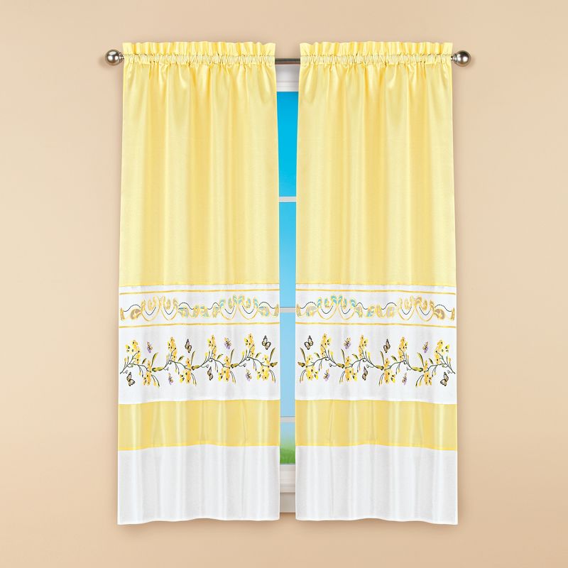 Collections Etc Yellow Butterfly Curtains, 2 of 6