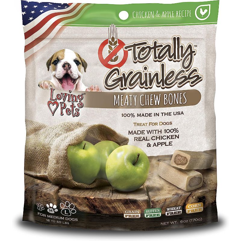 Loving Pets Totally Grainless Large Chicken & Apple Chewy Bones (6 oz Pack), 1 of 2