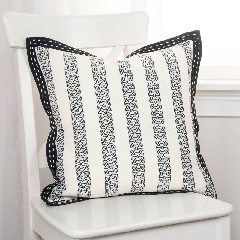 18"x18" Poly Filled Striped Square Throw Pillow - Rizzy Home, 6 of 7