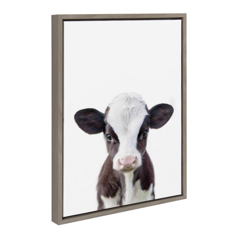 18" x 24" Sylvie Baby Cow Portrait Framed Canvas by Amy Peterson - Kate & Laurel All Things Decor, 2 of 6