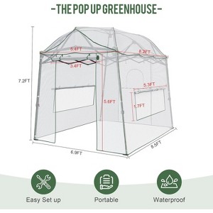 Pop Up Greenhouses for Outdoors, Height Adjustable Walk-In Sturdy Greenhouse with Durable Cover, Tool-Free Quick Setup - 1 of 4