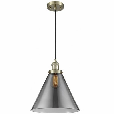 Cone - 1 Light Cord Hung Mini Pendant In Industrial Style-14 Inches Tall and 12 Inches Wide