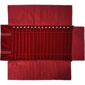 Portable Jewelry Roll Travel Bag, Untangled Necklace Storage with 16 Chain Holders, Black Display Organizer - 1 of 4