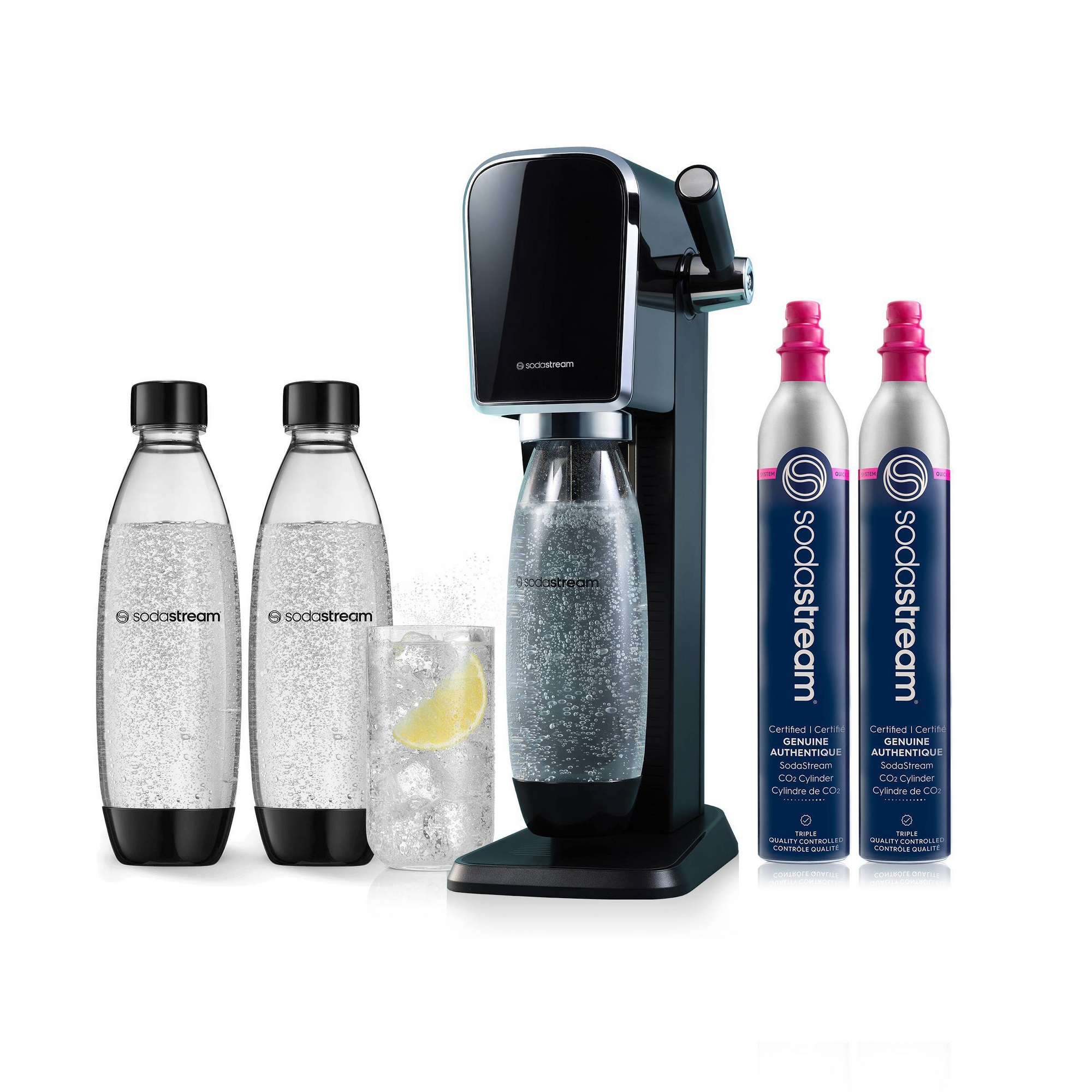 SodaStream Art Bundle with Extra CO2 Cylinder and Carbonating Bottles Black