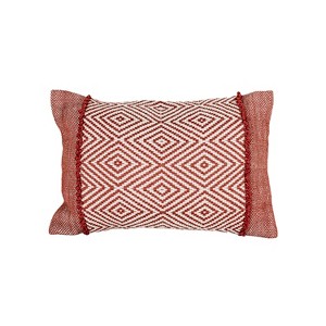 16x24 Outdoor Geometric Filled Lumbar Pillow Red by Foreside Home & Garden - 1 of 4