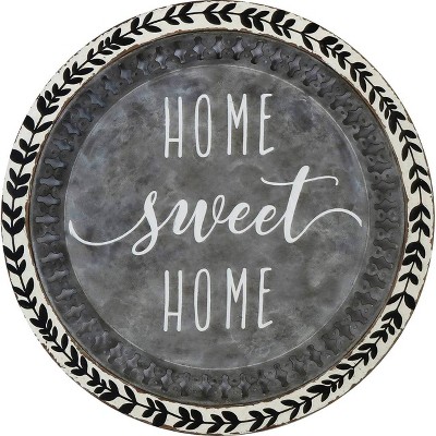 20" Metal Home Sweet Home Outdoor Wall Décor Gray - Backyard Expressions