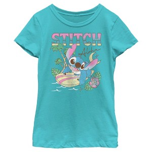Girl's Lilo & Stitch Surfing Stitch T-Shirt - 1 of 4