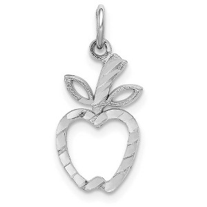 Black Bow Jewelry 14k White Gold Diamond Cut Apple Silhouette Charm - 1 of 4