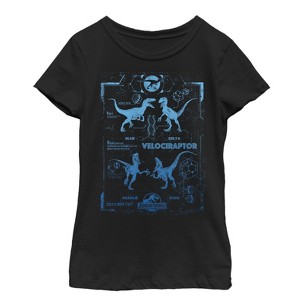 Girl's Jurassic World Velociraptor Pack Schematics T-Shirt - 1 of 3