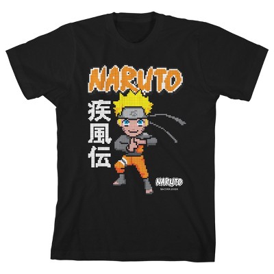 Naruto Shippuden Pixel Character Youth Black Graphic Tee : Target