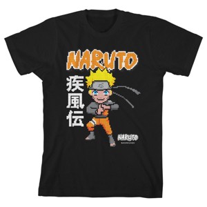 Naruto Shippuden Pixel Character Youth Black Graphic Tee - 1 of 1