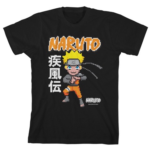 Naruto Shippuden Pixel Character Youth Black Graphic Tee - image 1 of 1