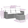 vidaXL Patio Sofa Set with Cushions Outdoor Furniture 4 Piece Poly Rattan - Black and Cream - 3 of 4