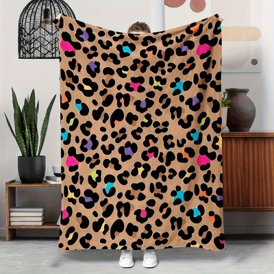 Luxurious Faux Fur Leopard Print Throw Blanket, Perfect for Sofa, Bed, Office, Camping, and More, Christmas Gift.