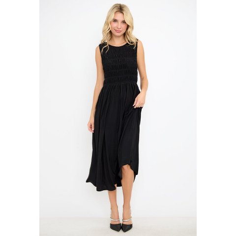 Женские платья West K Elowen Smocked Bodice Knit Midi Dress - Xsmall - Black