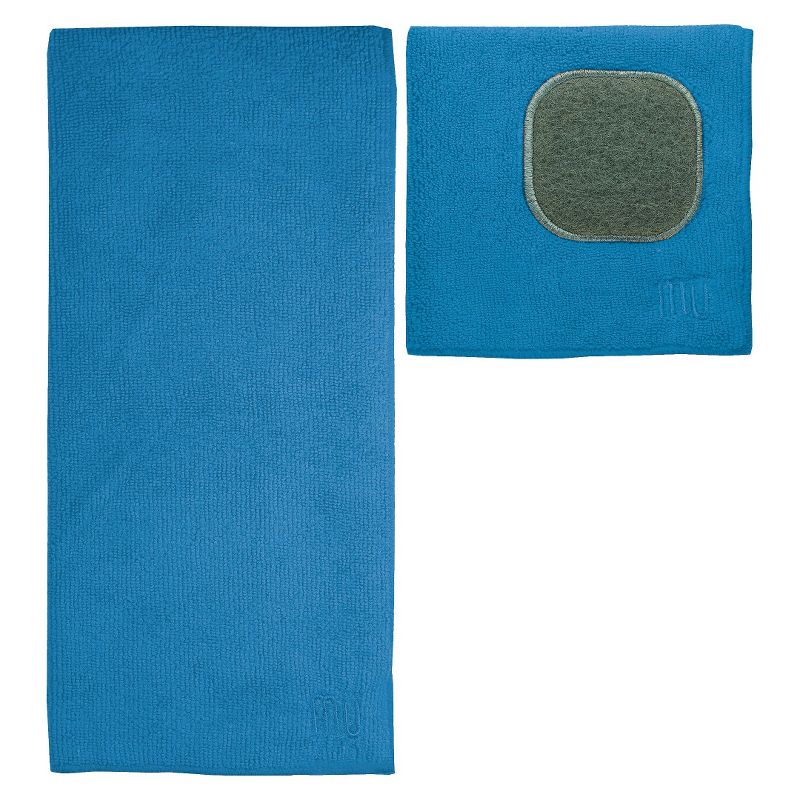 2pk Ultra Absorbent Solid Microfiber Kitchen Towel with Scrubber Cloth - MU Kitchen, 1 of 4