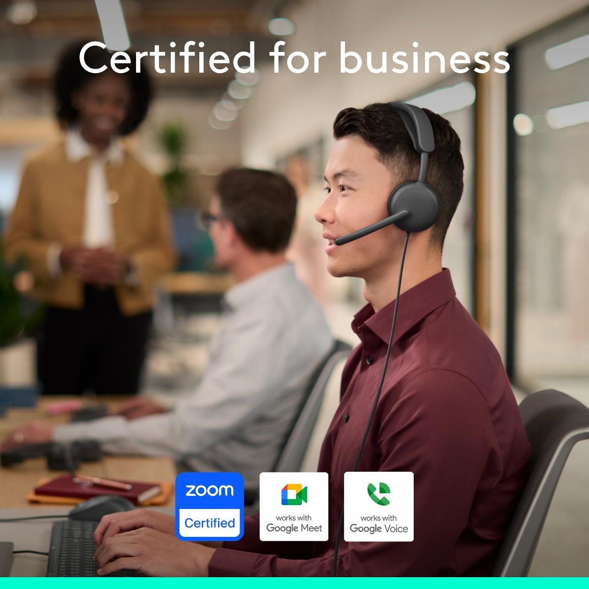 Logitech Zone Wired Headset w/ Hybrid ANC USB-C with USB-A Graphite 981-001611 - thumbnail 3
