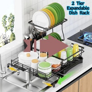 LunaLulinlk 2 Tier Dish Racks for Kitchen Counter, Expandable Dish Drying Rack with Dish Drainer, Detachable Dish Dryer for Kitchen Organizer - 1 of 4