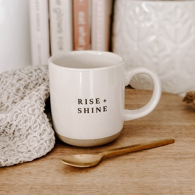 Rise and Shine White Ceramic Stoneware Coffee Mug 14oz