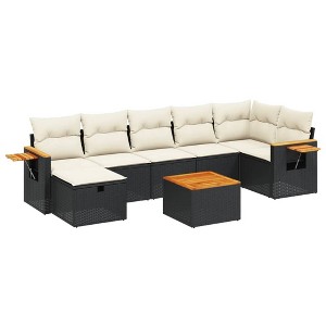 vidaXL Garden Sofa Set Black and Cream White - 1 of 4