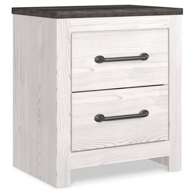 Transitional Gray and White 2-Drawer Nightstand